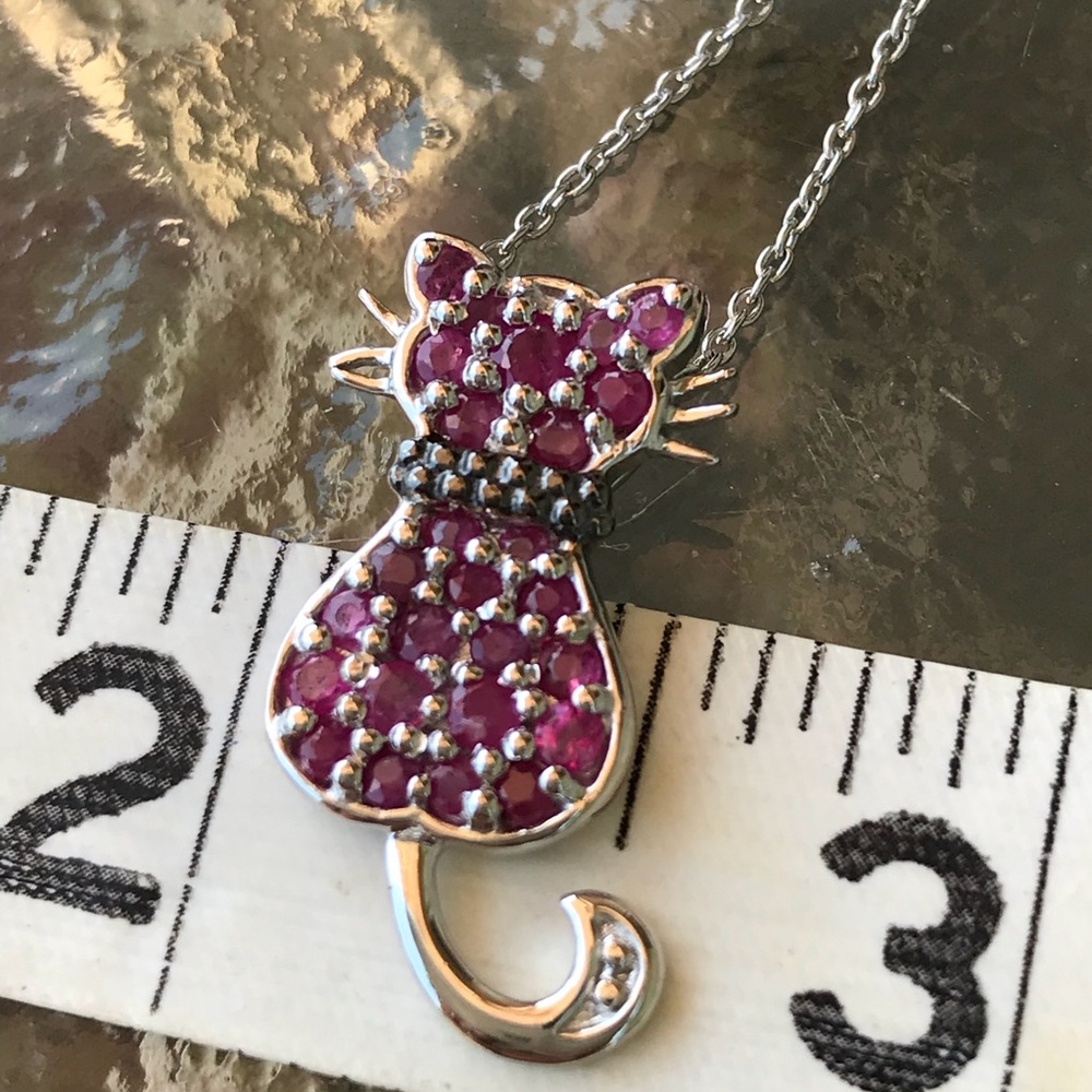 White Gold Over SS 1.48 CTW Ruby 18 In Necklace
